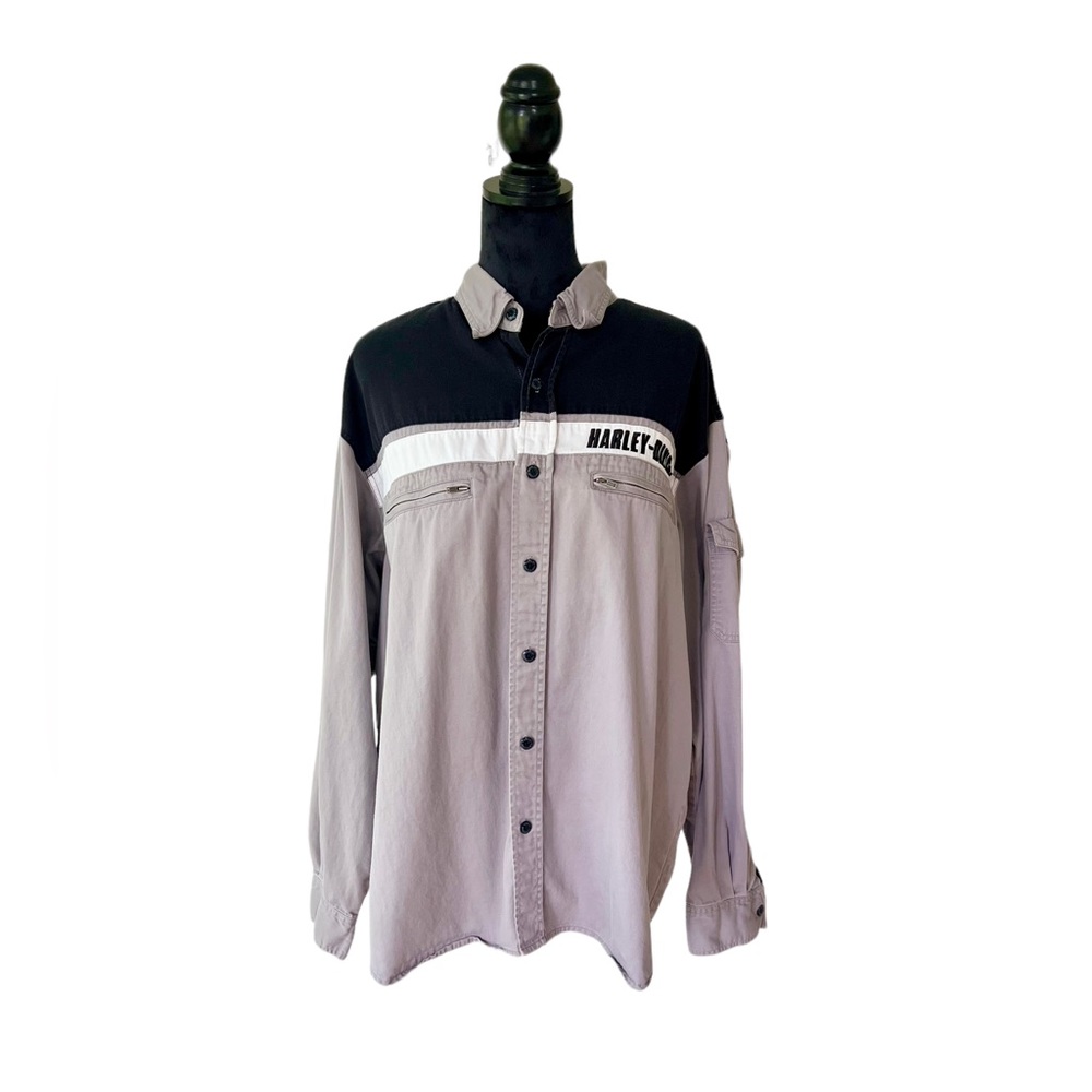 Harley Davidson Mens Sz XL Motorcycle Garage Shop Button Front Shirt Long Sleeve